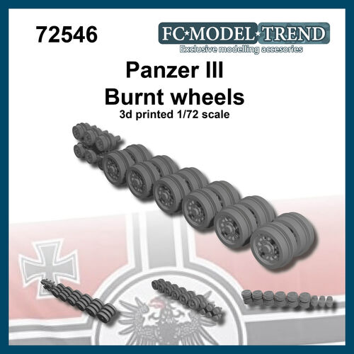 72546 Panzer III burnt wheels, 1/72 scale.