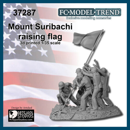37287 Mount Suribachi raising flag Iwo Jima WWII, 1/35 scale.
