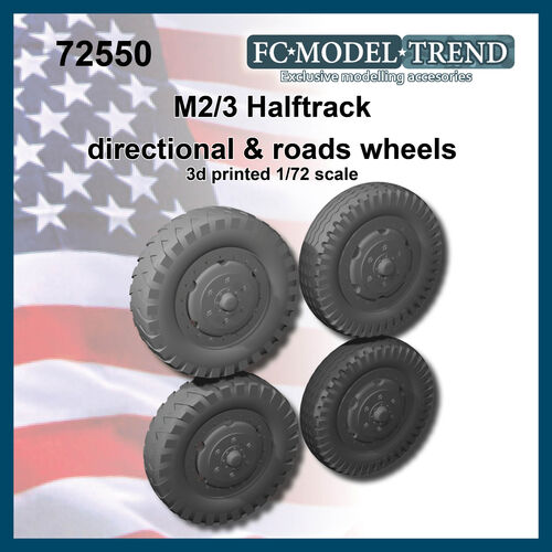 72550 M2/3 halftrack wheels with directional and road tires, 1/72 scale.