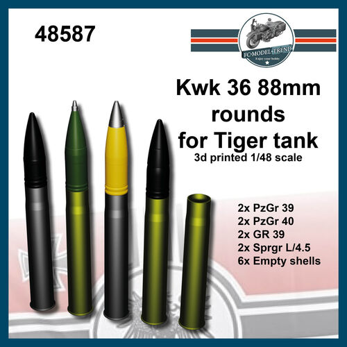 48587 Proyectiles 88mm para tanque tiger, escala 1/48.