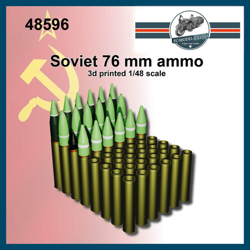 48596 Soviet 76mm rounds, 1/48 scale.