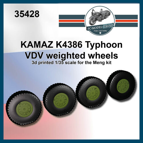 Kamaz K4386 Typhoon weighted wheels, 1/35 scale.