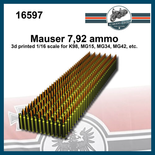 16597 Mauser 7,92mm ammo, 1/16 scale.