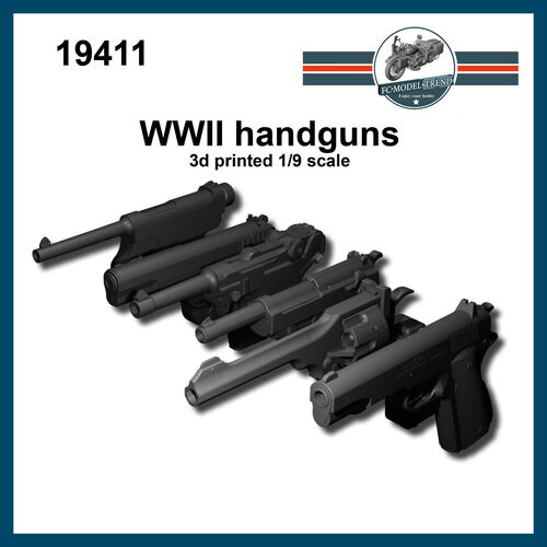 19411 WWII hand guns, 1/9 scale