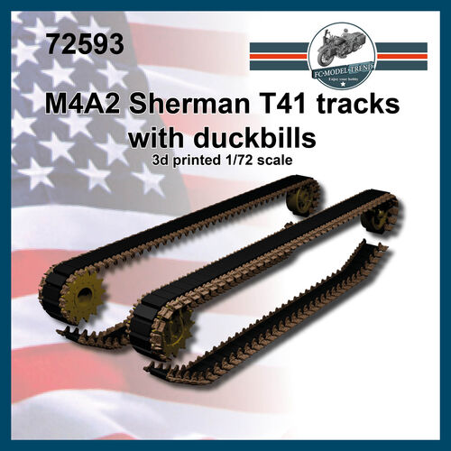 72593 Cadenas T41 con duckbill para M4A2 Sherman, escala 1/72.