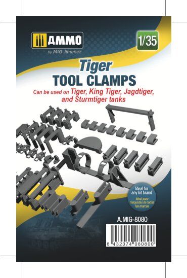 AMMO8080 Tiger tool clamps 3d 1/35 scale.