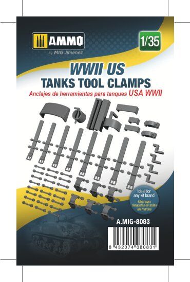 AMMO8083 USA WWII tank tool clamps 3d printed 1/35 scale.