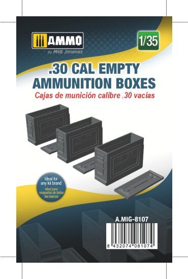 AMMO8107 Cajas de munición '30 vacías, escala 1/35