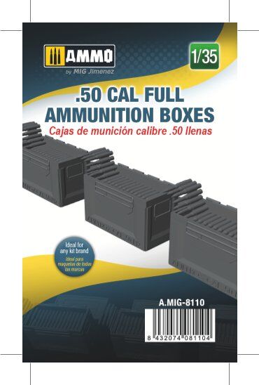 AMMO8110 Cajas de munición '50 llenas, escala 1/35