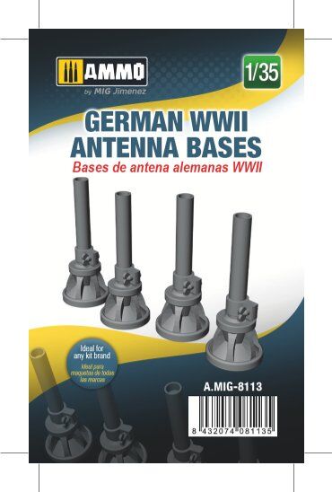 AMMO8113 Bases de antena alemanas, escala 1/35