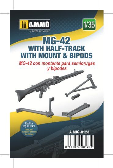 AMMO8123 MG-42 con montante para semiorugas y bípodes, escala 1/35