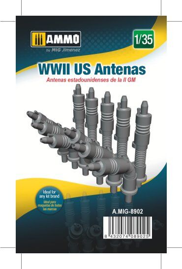 AMMO8902 Antenas USA WWII, escala 1/35