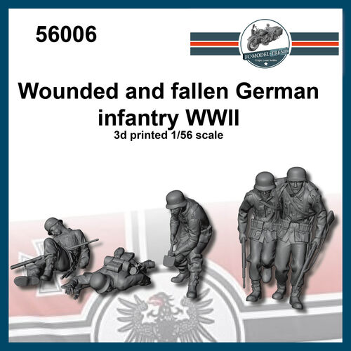 56006 Wounded and fallen German infantry WWII, 1/56 scale.