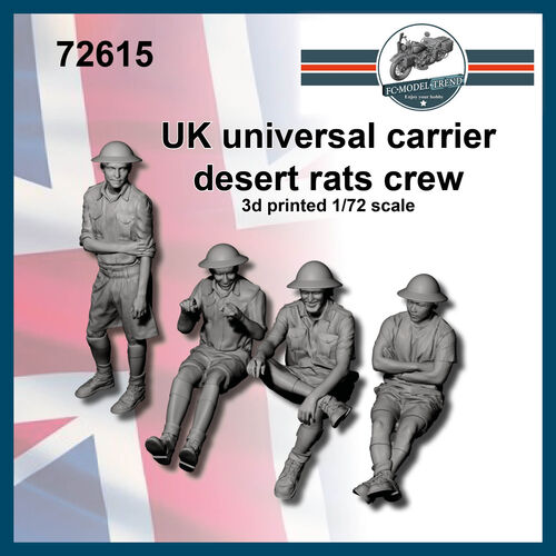 72615 Tripulación UK Desert rats para Universal carrier, escala 1/72.